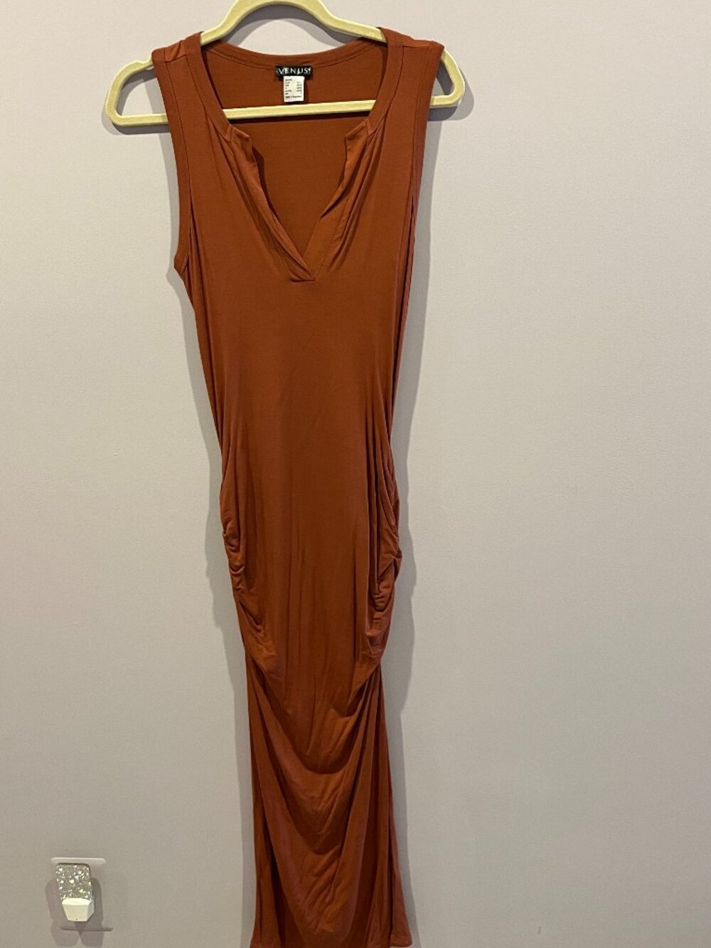 Women's Venus Brown Midi Ruched Sides Dress Size S